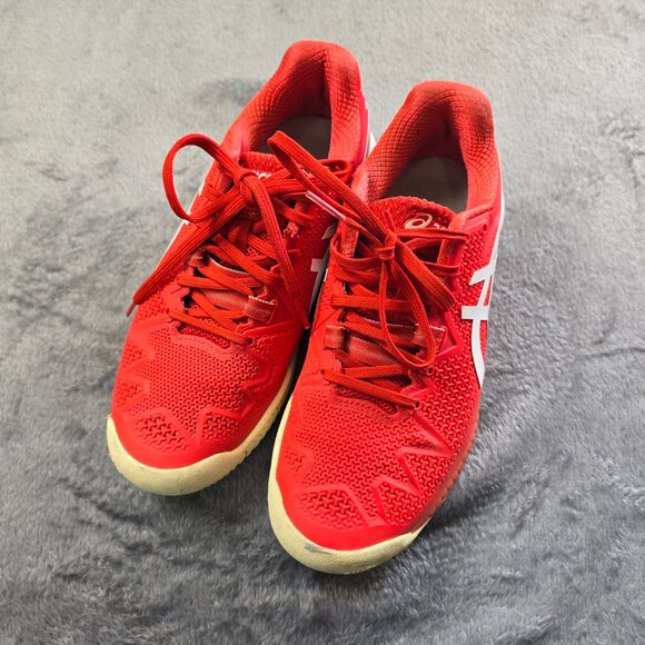 Asics Gel-Resolution 8 Tennis Shoes Womens 6 Red White Court Trainer - Picture 12 of 12